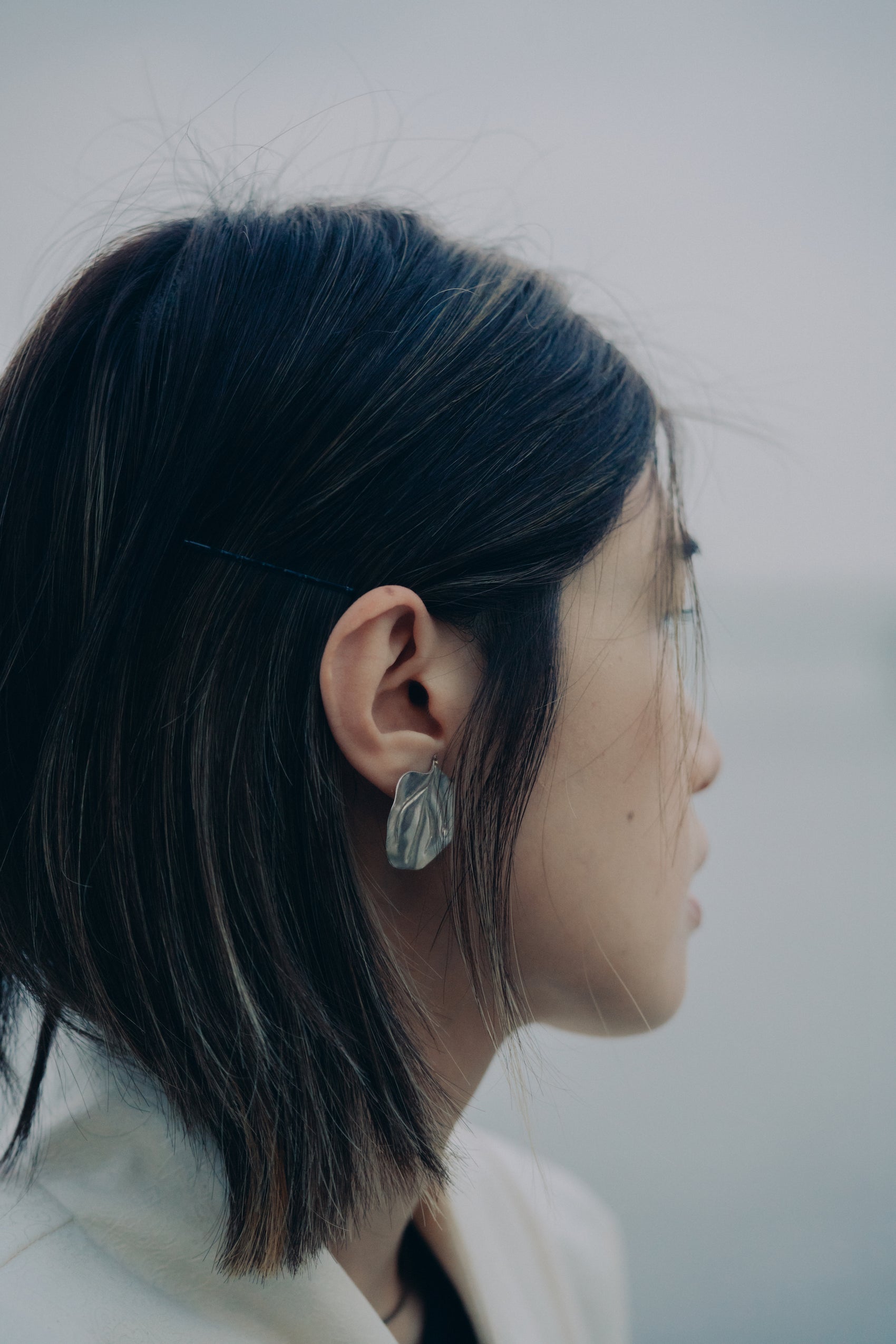 銀丸葉のpierced earring/typeB  ※片耳専用